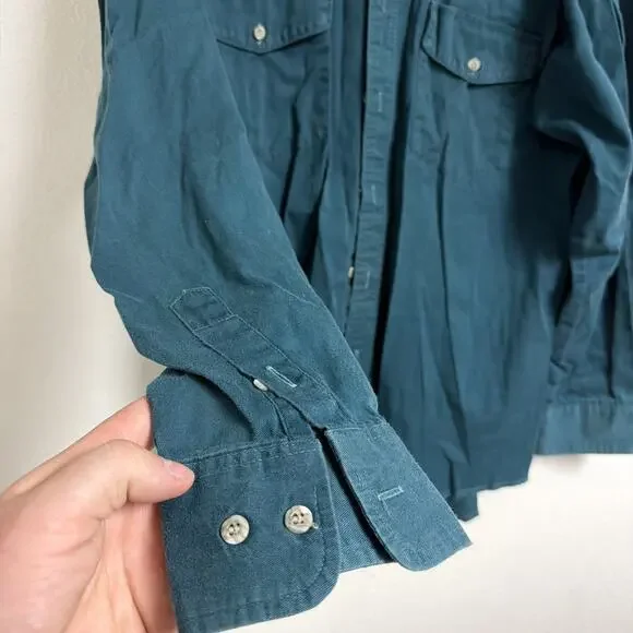 VTG Wrangler Western Shirt Green Button Down Long Sleeve Size Large - Picture 4 of 5